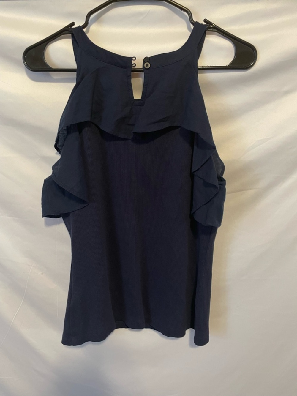 Maeve Navy Ruffle Halter Knit Tank - Picture 6 of 10